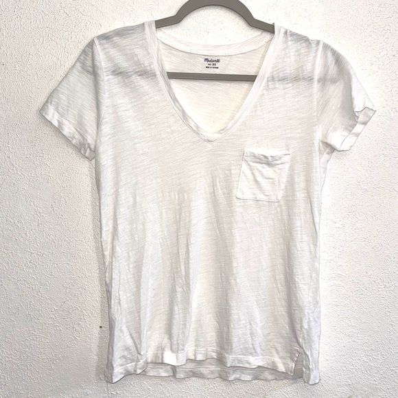 Madewell Whisper Cotton V-Neck Pocket Tee Optic White Size XS - Picture 4 of 9